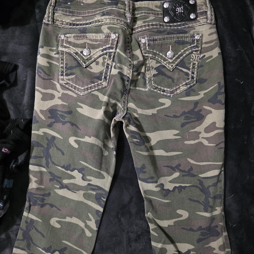 Miss Me Women's Green Camouflage Boot Cut Jeans - Picture 3 of 6